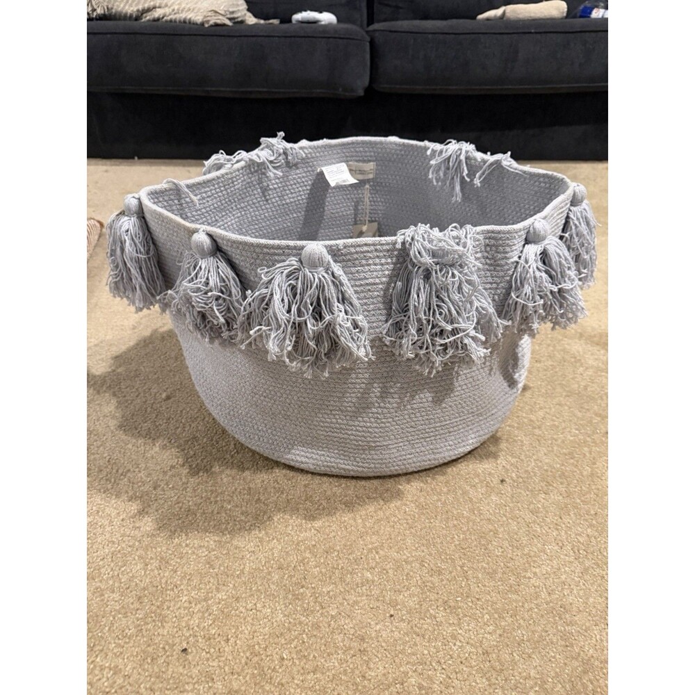 Lorena Canals Basket Tassels Soft Blue 1’4”x10” NWT